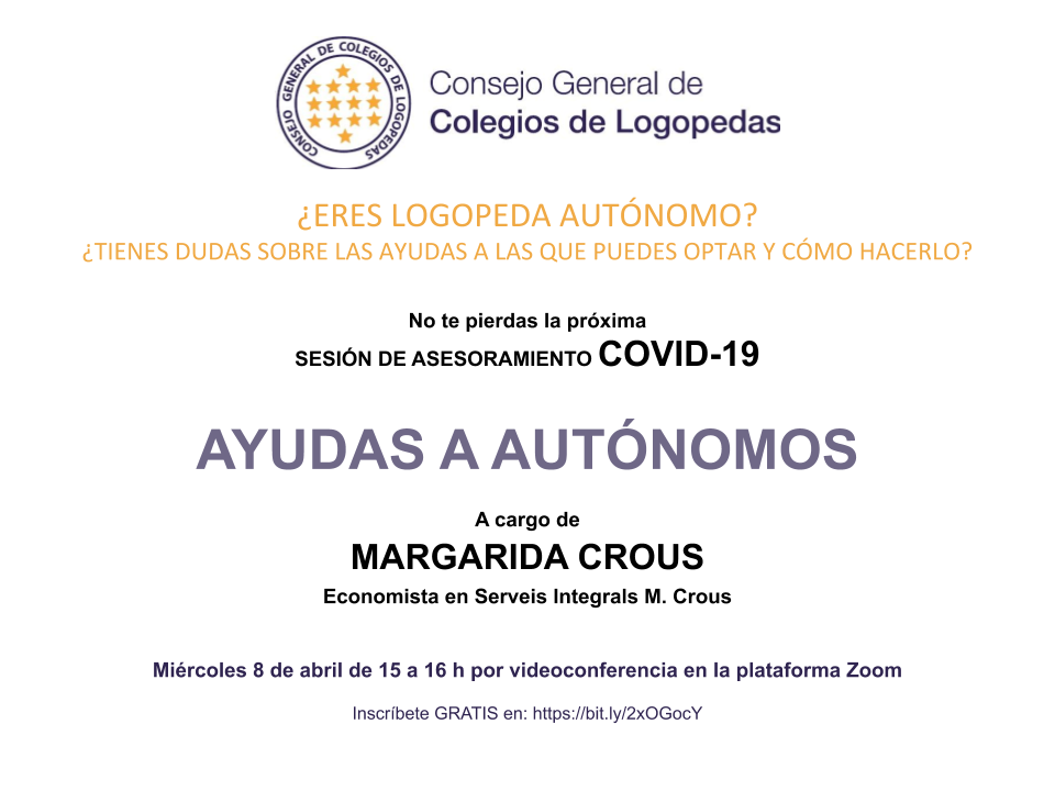 Sesión gratuïta de asesoramiento COVID-19: ayudas autónomos