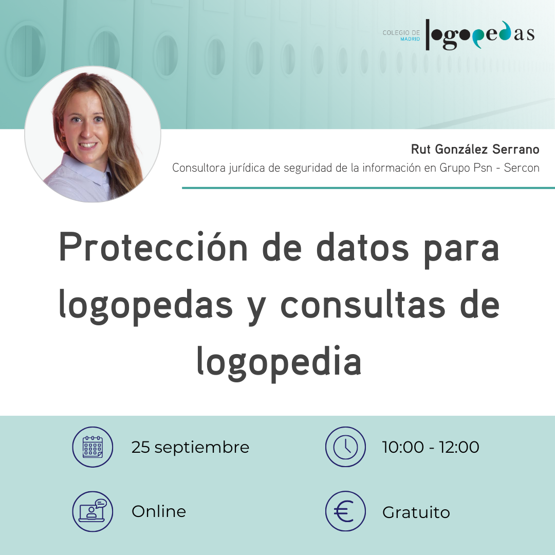 Sesión informativa online de protección de datos para logopedas y consultas de logopedia